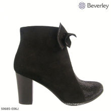 high heel suede leather black ankle length boots for women